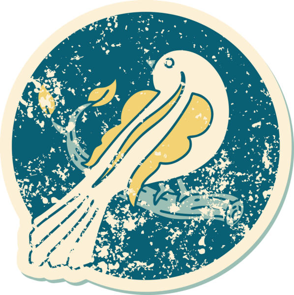 Bir insan tarafından çizilmiş bir daldaki kuşun sembolik dövmesi.