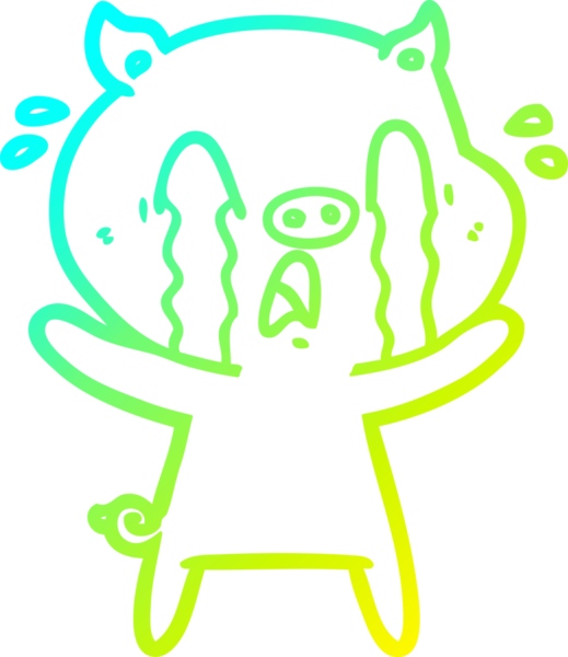 Bir insan tarafından çizilmiş ağlayan domuz çizgi filmi.