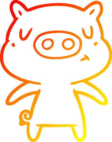 Bir insan tarafından çizilen çizgi film içerikli domuzun sıcak çizgi çizimi