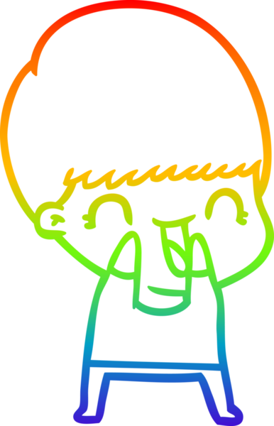 gökkuşağı gradyanı çizimi bir insan tarafından çizilmiş mutlu bir çizgi film çocuğu