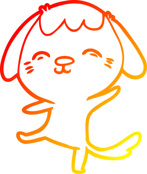 Bir insan tarafından çizilen mutlu çizgi film köpeğinin sıcak çizgi çizimi