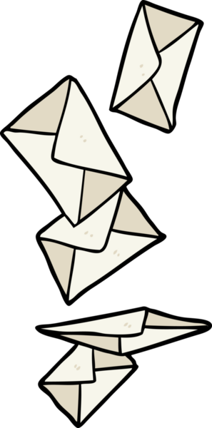 Bir insan tarafından çizilen karikatür zarfları