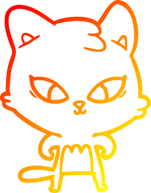 Bir insan tarafından çizilmiş sevimli bir çizgi film kedisinin sıcak çizgi çizgisi.
