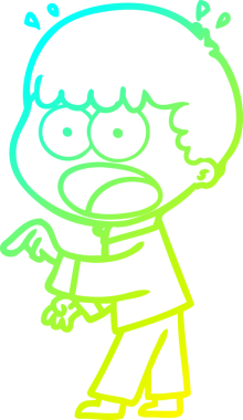 Bir çizgi filmin soğuk gradyan çizimi bir insan tarafından çizilmiş şok edici bir adam.