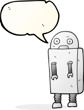 Bir insan tarafından çizilmiş serbest konuşma balonu karikatür robotu