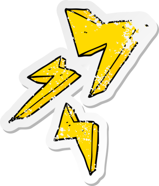 Bir insan tarafından çizilmiş karikatür yıldırımının sıkıntılı çıkartması.