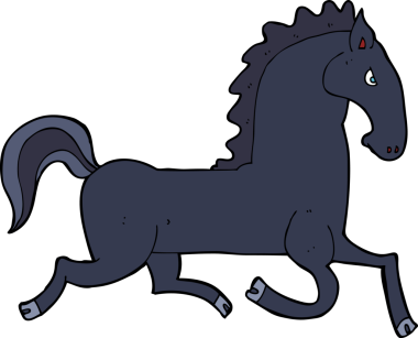 Bir insan tarafından çizilmiş siyah aygır çizgi filmi.