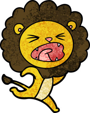 Bir insan tarafından çizilmiş koşu aslanı.