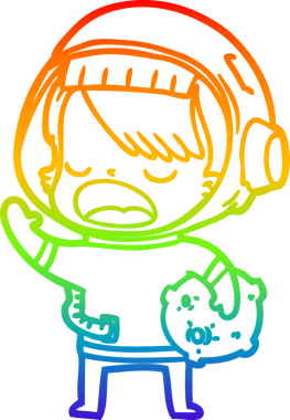 gökkuşağı gradyan çizimi bir insan tarafından çizilmiş meteor tutan bir uzay kızı çizimi