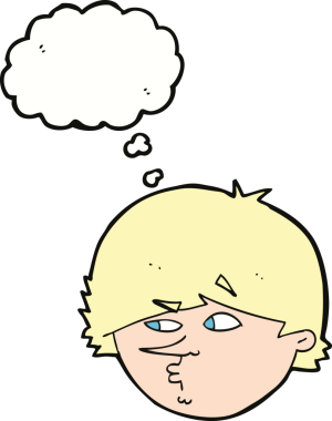 Bir insan tarafından çizilmiş düşünce baloncuğu olan şüpheli bir adam.