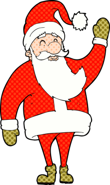 Bir insan tarafından çizilmiş Noel Baba çizgi filmi.