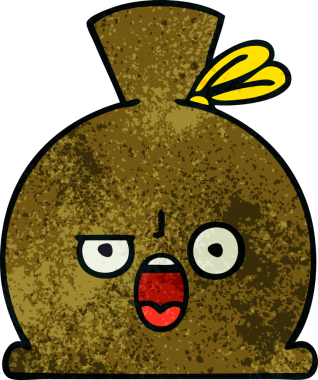 Bir insan tarafından çizilmiş eski grunge desenli bir çuval.