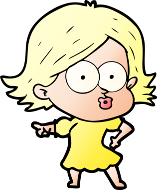 Çizgi film kızı somurtuyor bir insan tarafından