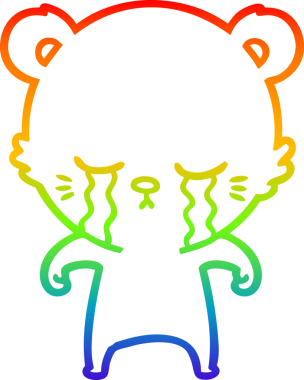 Bir insan tarafından çizilmiş ağlayan çizgi film ayısının çizimi.