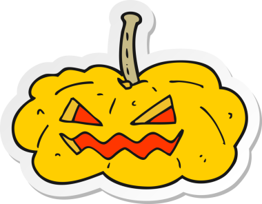 Bir insan tarafından çizilmiş cadılar bayramı balkabağı karikatürü çıkartması.