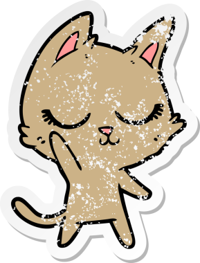 Bir insan tarafından çizilmiş sakin bir çizgi film kedisinin sıkıntılı çıkartması.