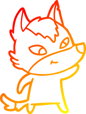 Bir insan tarafından çizilmiş dost canlısı bir kurt çizgi çizimi.