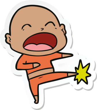 Bir insan tarafından çizilmiş kel bir adamın çıkartması.