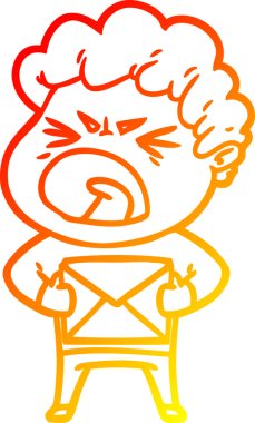 Bir insan tarafından çizilmiş kızgın bir adamın çizgi film çizimi.