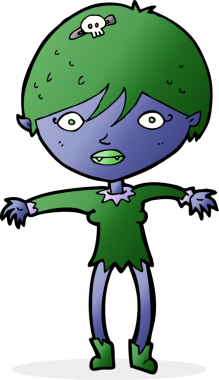 Bir insan tarafından çizilmiş vampir kız çizgi filmi.