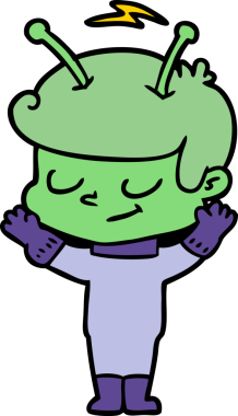 Bir insan tarafından çizilmiş dost canlısı çizgi film uzay adamı.