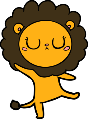 Bir insan tarafından çizilmiş çizgi film aslan dansı.