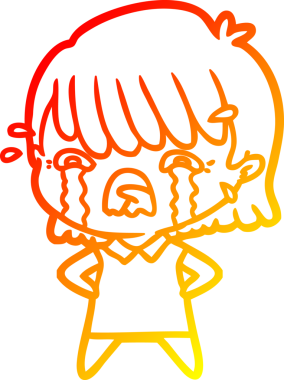 Bir insan tarafından çizilmiş ağlayan çizgi film kızı çizimi.