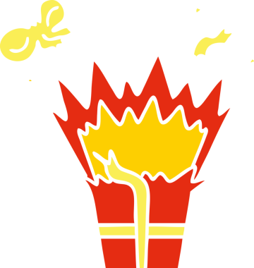 Bir insan tarafından çizilmiş patlayıcı bir hediyenin tuhaf bir karikatürü.