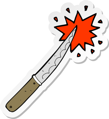 Bir insan tarafından çizilmiş karikatür bıçağının çıkartması.