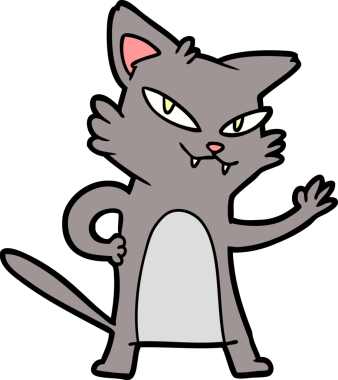 Bir insan tarafından çizilen mutlu çizgi film kedisi.