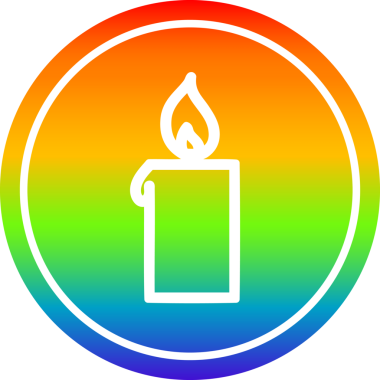 Gökkuşağı gradyan bir insan tarafından çizilmiş yanan mum dairesel simgesi