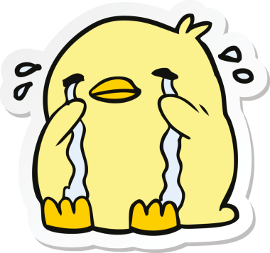 Bir insan tarafından çizilmiş ağlayan bir karikatür çıkartması.