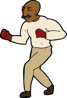 Bir insan tarafından çizilmiş çizgi film boksörü