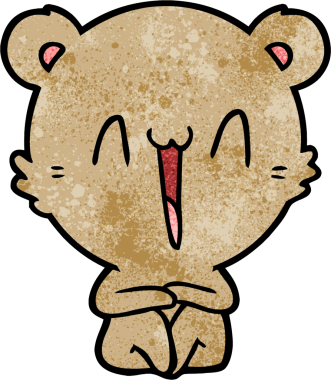 Bir insan tarafından çizilmiş mutlu ayı oturma karikatürü