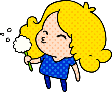 Bir insan tarafından çizilmiş tatlı bir kawai kızının serbest çizimi.