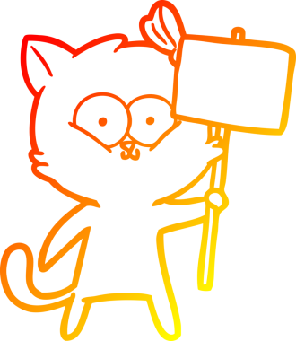 Bir insan tarafından çizilmiş çizgi film kedisinin sıcak çizgi çizimi