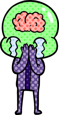 Bir insan tarafından çizilmiş koca beyinli bir uzaylı ağlaması.