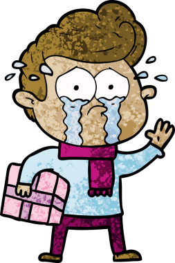 Bir insan tarafından çizilmiş, ağlayan bir karikatür.