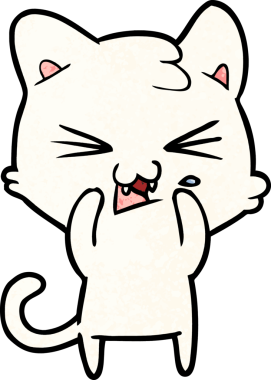 Bir insan tarafından çizilmiş çizgi film kedisi.