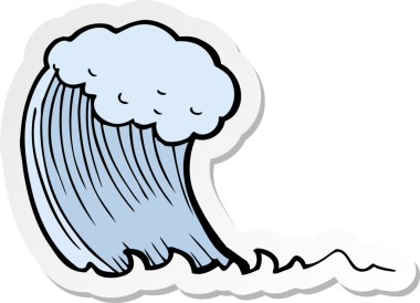 Bir insan tarafından çizilmiş karikatür dalgasının çıkartması.