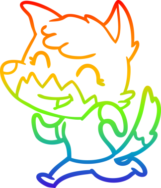 gökkuşağı gradyanı çizimi bir insan tarafından çizilmiş mutlu bir tilki çizgi filmi.