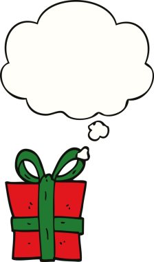 Bir insan tarafından çizilmiş düşünce baloncuklu çizgi film hediyesi.