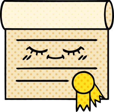 bir insan tarafından çizilmiş bir sertifikanın çizgi roman tarzı