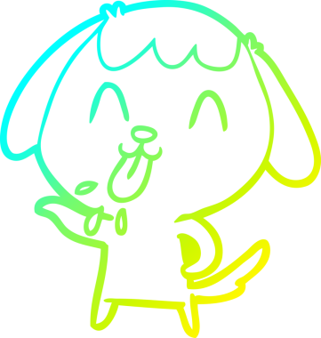 Bir insan tarafından çizilmiş şirin bir çizgi köpeğin soğuk gradyan çizgisi.