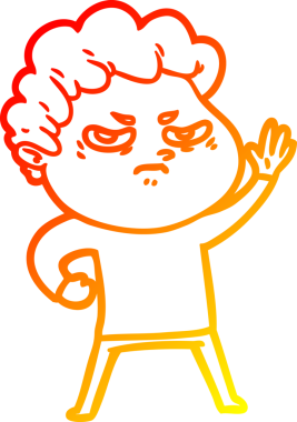 Bir insan tarafından çizilmiş kızgın bir adamın sıcak çizgi çizimi.