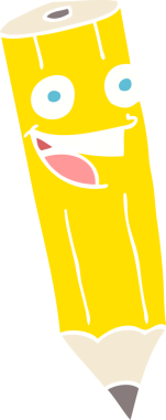 Bir insan tarafından çizilmiş kalemin mutlu düz çizimi