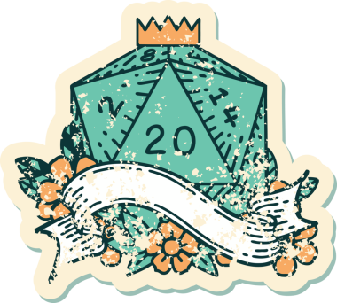 Retro Dövme Biçimi Doğal 20 D20 zar bir insan tarafından çizildi