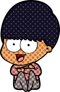 Bir insan tarafından çizilmiş mutlu çizgi film çocuğu.