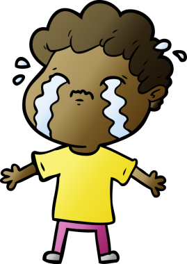 Bir insan tarafından çizilmiş ağlayan çizgi film adamı.