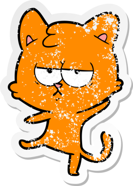 Bir insan tarafından çizilmiş sıkıntılı bir çizgi film kedisinin çıkartması.